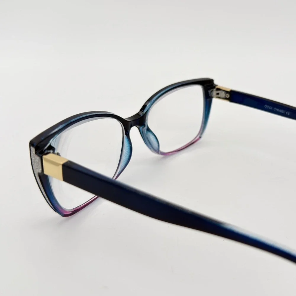 OCCI CHIARI Italy Design OC5117 Eyeglass Frames Blue Purple Glitter Temple 54-17